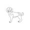 One continuous line drawing of funny beagle dog for company logo identity. Purebred dog mascot concept for pedigree friendly pet