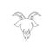 One continuous line drawing of funny cute goat head for livestock logo identity. Lamb mascot emblem concept for cattle icon.