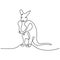 One continuous line drawing of funny standing kangaroo. Animal from Australia mascot concept hand drawn minimalism style. National