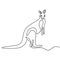 One continuous line drawing of funny standing kangaroo. Australian animal mascot concept for travel tourism campaign icon. Animals