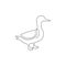 One continuous line drawing of funny white duck for business company business logo identity. Little beauty swan mascot concept for