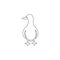 One continuous line drawing of funny white duck for business company business logo identity. Little beauty swan mascot concept for