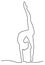 One continuous line drawing of gymnast girl. Silhouette girl engaged in gymnastics. Floor exercise performer in leotard