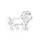 One continuous line drawing of king of the jungle, lion for company logo identity. Strong feline mammal animal mascot concept for