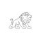 One continuous line drawing of king of the jungle, lion for company logo identity. Strong feline mammal animal mascot concept for