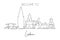 One continuous line drawing of Leiden city skyline, Netherlands. Beautiful skyscraper postcard. World landscape tourism travel