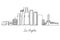 one continuous line drawing of Los Angeles city skyline. World Famous tourism destination. Simple hand drawn style design