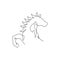 One continuous line drawing of luxury horse head for corporation logo identity. Equine wild mammal animal symbol concept. Modern