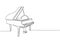 One continuous line drawing of luxury wooden grand piano. Classical music instruments concept. Trendy single line draw design