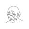 One continuous line drawing of Mahatma Gandhi of the Indian figure for independence movement. India Republic Day theme isolated on