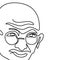 One continuous line drawing of Mahatma Gandhi. An Indian figure who was the leader of the Indian independence isolated on white