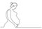 One continuous line drawing of pregnant woman, silhouette picture of mother. Happy young mom is holding her pregnant belly. Happy