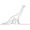 One continuous line drawing of a prehistoric animal dinosaur for a logo museum icon. A giant brontosaurus with long neck isolated