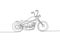 One continuous line drawing of retro old vintage chopper motorcycle icon. Classic motorbike transportation concept single line