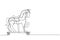 One continuous line drawing of retro old vintage wooden horse toy. Classic toy kids with wood wheel concept single line draw