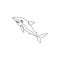 One continuous line drawing of shark sea fish predator for underwater life aquarium logo identity. Wild sea animal concept for