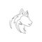 One continuous line drawing of simple cute siberian husky puppy dog head icon. Mammals animal logo emblem vector concept. Modern