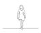 One continuous line drawing. Standing woman vector