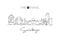 One continuous line drawing of Surabaya city skyline, Indonesia. Beautiful city landmark. World landscape tourism travel vacation