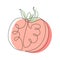 One continuous line drawing tomato with abstract red shape. Fresh slice healthy organic vegetable concept for veggie