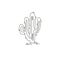 One continuous line drawing of tropical thorny cactus plant. Printable decorative cacti houseplant concept for home decor