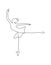 One continuous line drawing woman beauty ballet dancer in elegance motion. Minimalist sexy girl ballerina performs dance concept.