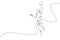 One continuous line drawing of young basketball player jumping to shot the ball. Team sport concept. Dynamic single line draw