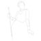 One continuous line drawing of young beauty woman stands and holds a billiard stick. Tournament indoor sport game