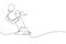 One continuous line drawing of young happy woman tennis player concentrate hit the ball. Competitive sport concept. Dynamic single