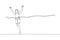 One continuous line drawing of young sporty man runner crosses the finish line. Health activity sport concept. Dynamic single line