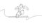 One continuous line drawing of young sporty man runner jumping obstacle while run. Health activity sport concept. Dynamic single