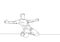 One continuous line drawing of young sporty soccer player spreading his arms and sliding over the field. Match goal scoring