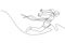 One continuous line drawing young sporty woman runner crosses finish line. Health activity sport concept. Dynamic single line draw