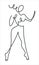 One continuous line sketch drawing of nude female figure