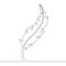One continuous single drawn line art doodle feather, bird, quill, plume, pen, wing, fluff. Isolated image hand drawn