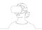 One continuous single drawn line art doodle girl in a helmet virtual reality