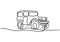 One continuous single hand drawn line of jeep wrangler car. Adventure off road rally vehicle transportation concept. A classical