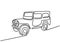 One continuous single hand drawn line of jeep wrangler car. Adventure off road rally vehicle transportation concept. A classical