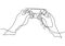 One continuous single line drawing of hands with joystick. Video game consoles developed by Microsoft hand-drawn picture