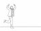 One continuous single line drawing of young happy businessman fist his hand to the air after running cross the finish line.