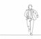 One continuous single line drawing of young male manager join run competition on running track to reach finish line. Business
