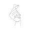 One continuous Valentine single drawing line art doodle hand show heart mini love. Isolated image hand drawn contour on