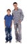 One day hell look just like me. Full-length portrait of a father and son standing beside each other, isolated on white.