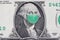 One Dollar Bill With Medical Face Mask on  George Washington