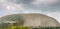 One dome of Esplanade Theatres under heavy cloudscape, Singapore