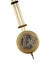 One euro coin on fluctuating graph. Brass pendulum.