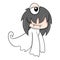 One eyed monster female ghost, doodle icon image kawaii