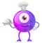 One eyed purple monster chef illustration vector