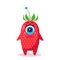 One-eyed strawberry character in tears on a white background