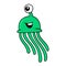 One eyed tentacled squid monster, doodle icon image kawaii